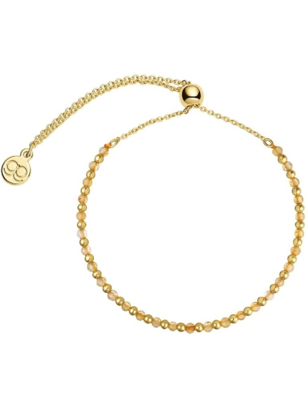 Elegant Gemstone Bracelet - 18k Gold-Plated Brass, Adjustable Closure